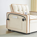 Divano Letto Futon Pieghevole in Velluto da 70,86" con Porta USB, Schienale Regolabile, Porta Telefono Girevole e Posacenere
