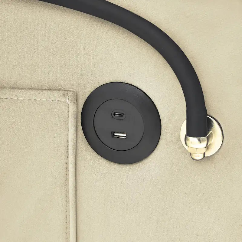 Divano Letto Futon Pieghevole in Velluto da 70,86" con Porta USB, Schienale Regolabile, Porta Telefono Girevole e Posacenere