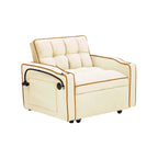 Divano Letto Futon Pieghevole in Velluto da 70,86" con Porta USB, Schienale Regolabile, Porta Telefono Girevole e Posacenere