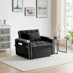 Divano Letto Futon Pieghevole in Velluto da 70,86" con Porta USB, Schienale Regolabile, Porta Telefono Girevole e Posacenere