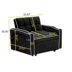 Divano Letto Futon Pieghevole in Velluto da 70,86" con Porta USB, Schienale Regolabile, Porta Telefono Girevole e Posacenere