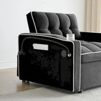 Divano Letto Futon Pieghevole in Velluto da 70,86" con Porta USB, Schienale Regolabile, Porta Telefono Girevole e Posacenere