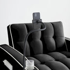 Divano Letto Futon Pieghevole in Velluto da 70,86" con Porta USB, Schienale Regolabile, Porta Telefono Girevole e Posacenere