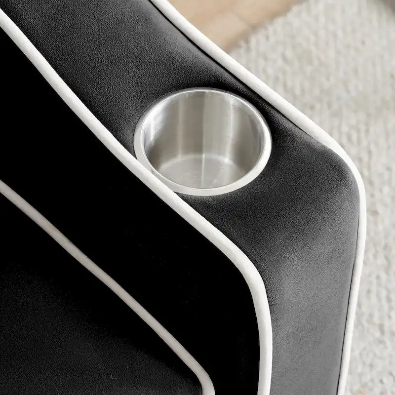 Divano Letto Futon Pieghevole in Velluto da 70,86" con Porta USB, Schienale Regolabile, Porta Telefono Girevole e Posacenere