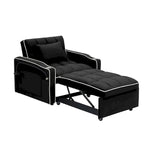 Divano Letto Futon Pieghevole in Velluto da 70,86" con Porta USB, Schienale Regolabile, Porta Telefono Girevole e Posacenere