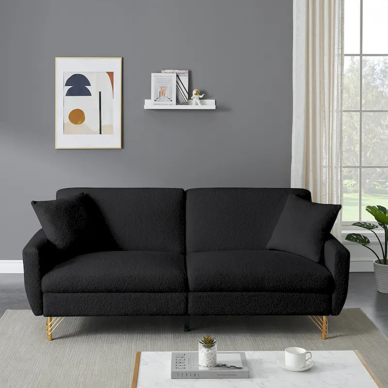 Divano Letto Futon Pieghevole, Schienale Regolabile, Design Compatto, Convertibile in Diverse Posizioni