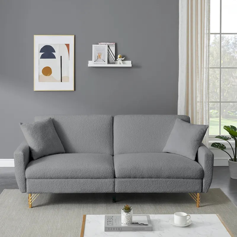 Divano Letto Futon Pieghevole, Schienale Regolabile, Design Compatto, Convertibile in Diverse Posizioni