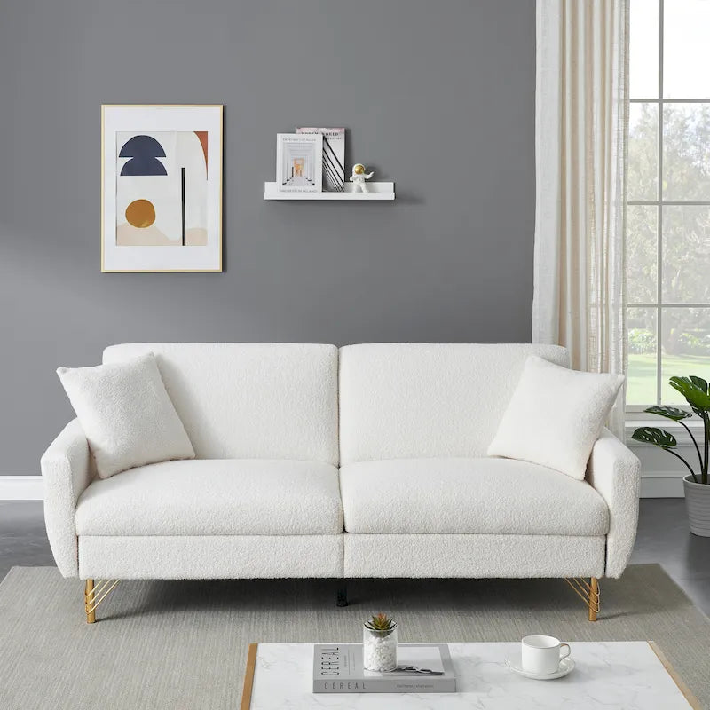 Divano Letto Futon Pieghevole, Schienale Regolabile, Design Compatto, Convertibile in Diverse Posizioni