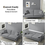 Divano Letto Futon Pieghevole, Schienale Regolabile, Design Compatto, Convertibile in Diverse Posizioni