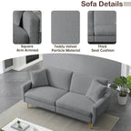 Divano Letto Futon Pieghevole, Schienale Regolabile, Design Compatto, Convertibile in Diverse Posizioni