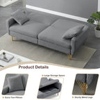 Divano Letto Futon Pieghevole, Schienale Regolabile, Design Compatto, Convertibile in Diverse Posizioni