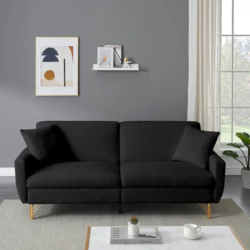 Divano Letto Futon Pieghevole, Schienale Regolabile, Design Compatto, Convertibile in Diverse Posizioni