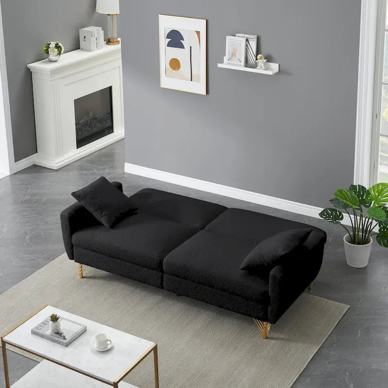 Divano Letto Futon Pieghevole, Schienale Regolabile, Design Compatto, Convertibile in Diverse Posizioni