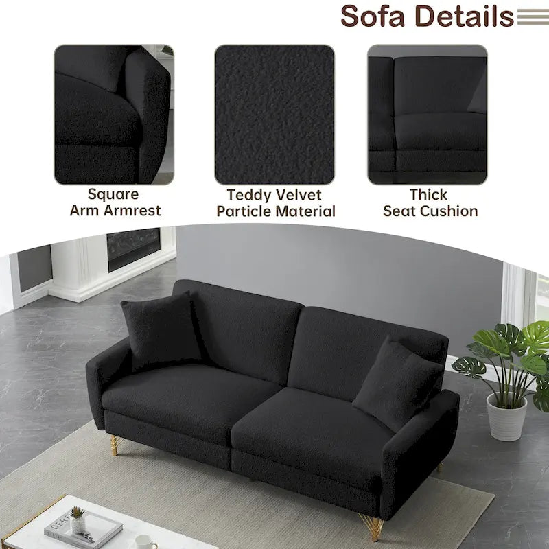 Divano Letto Futon Pieghevole, Schienale Regolabile, Design Compatto, Convertibile in Diverse Posizioni