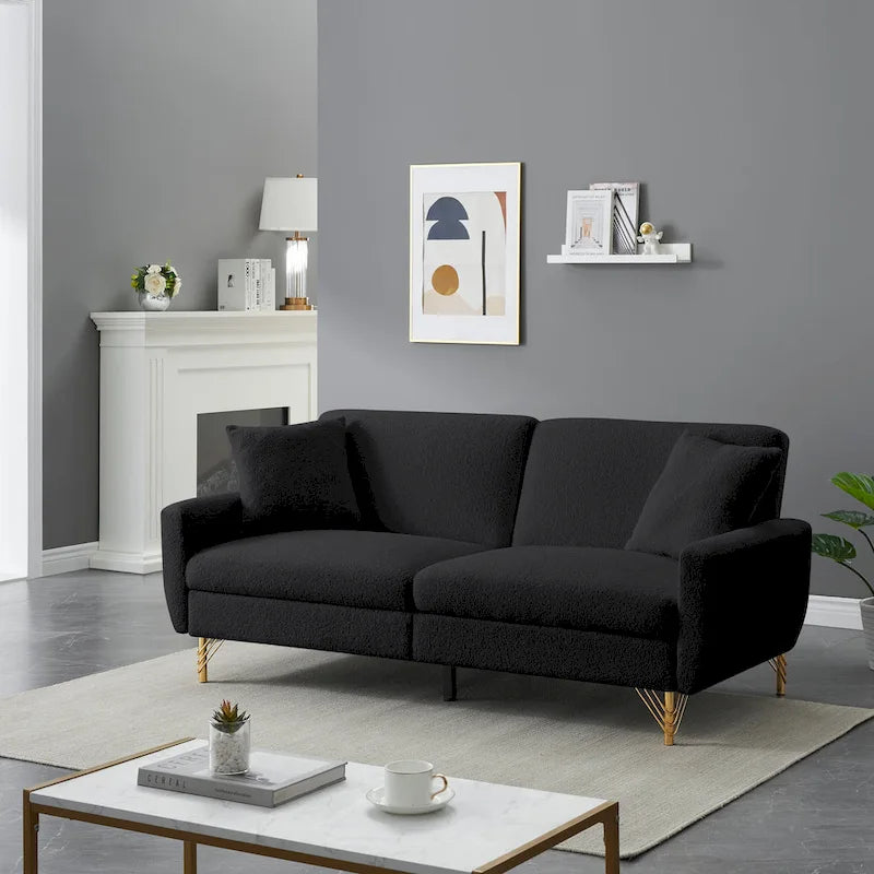Divano Letto Futon Pieghevole, Schienale Regolabile, Design Compatto, Convertibile in Diverse Posizioni