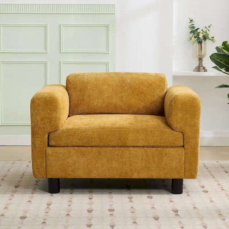 Poltrona singola in velluto intrecciato oversize da 45,5", cuscino ad alta densità, gambe in legno di gomma, capacità 150 kg