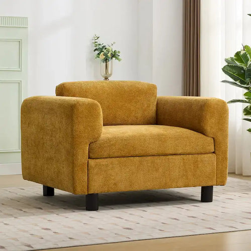 Poltrona singola in velluto intrecciato oversize da 45,5", cuscino ad alta densità, gambe in legno di gomma, capacità 150 kg