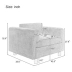 Poltrona singola in velluto intrecciato oversize da 45,5", cuscino ad alta densità, gambe in legno di gomma, capacità 150 kg