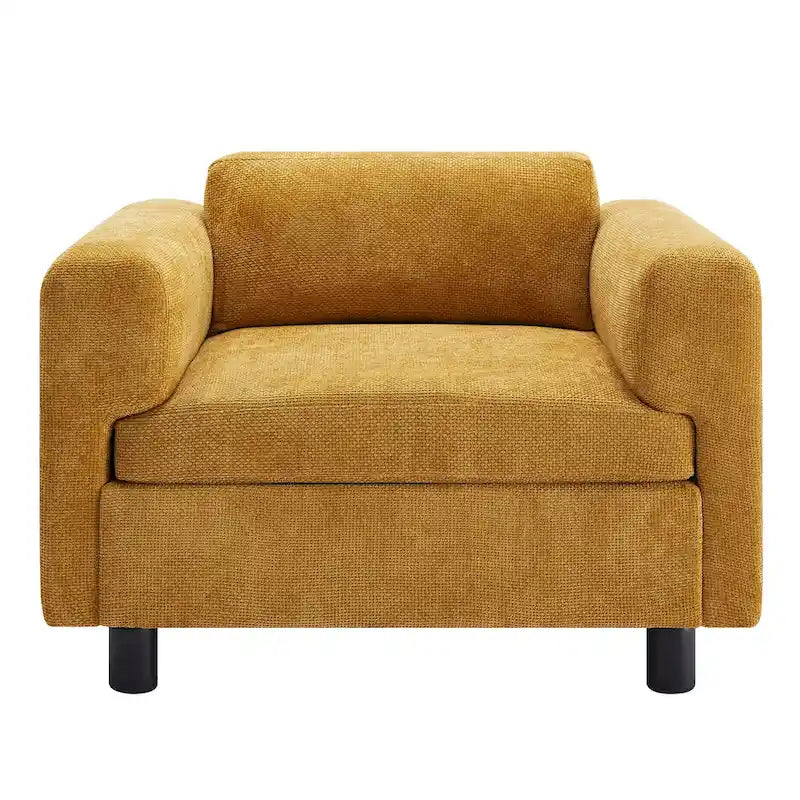 Poltrona singola in velluto intrecciato oversize da 45,5", cuscino ad alta densità, gambe in legno di gomma, capacità 150 kg