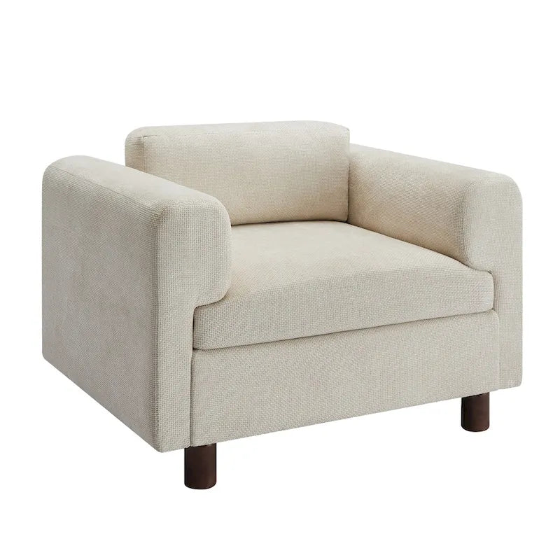 Poltrona singola in velluto intrecciato oversize da 45,5", cuscino ad alta densità, gambe in legno di gomma, capacità 150 kg