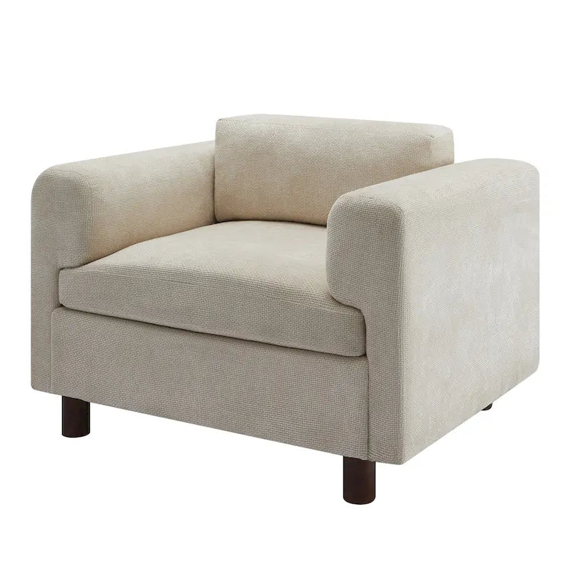 Poltrona singola in velluto intrecciato oversize da 45,5", cuscino ad alta densità, gambe in legno di gomma, capacità 150 kg