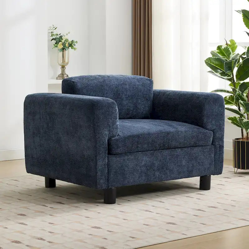 Poltrona singola in velluto intrecciato oversize da 45,5", cuscino ad alta densità, gambe in legno di gomma, capacità 150 kg