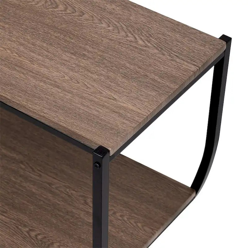 Consolle rustica a mezzaluna con piano in legno anticato e struttura in metallo texturizzato