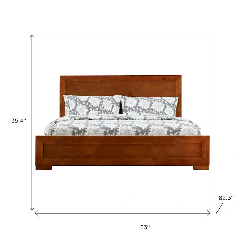 Letto Matrimoniale in Legno Massello, Pannello Intarsiato Marrone, Stile Classico, Senza Rete a Molle