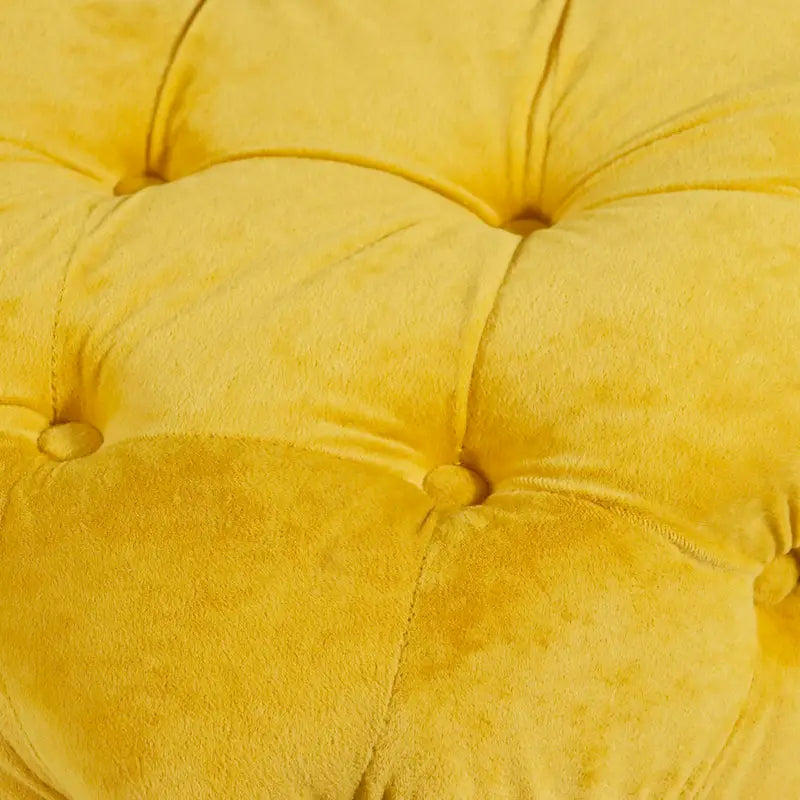 Pouf moderno rivestito in velluto con motivo trapuntato a quadri, poggiapiedi e pezzo d'arredo per il salotto