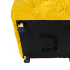 Pouf moderno rivestito in velluto con motivo trapuntato a quadri, poggiapiedi e pezzo d'arredo per il salotto