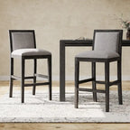 Roomfitters Retro Bar Stools, Set of 2 Upholstered 30.5 Bar Height Chairs with Fabric Cushion and Wood Frame