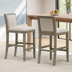 Set di 2 sgabelli da bar imbottiti, altezza bar 77,5 cm, cuscino in tessuto, struttura in legno, stile retrò