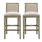 Set di 2 sgabelli da bar imbottiti, altezza bar 77,5 cm, cuscino in tessuto, struttura in legno, stile retrò