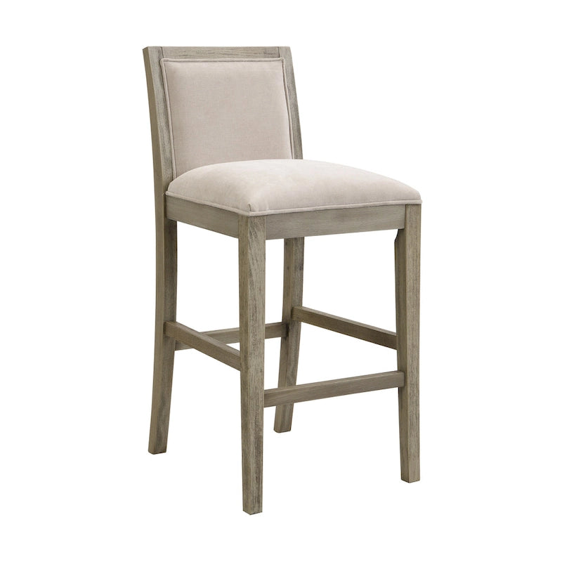 Set di 2 sgabelli da bar imbottiti, altezza bar 77,5 cm, cuscino in tessuto, struttura in legno, stile retrò