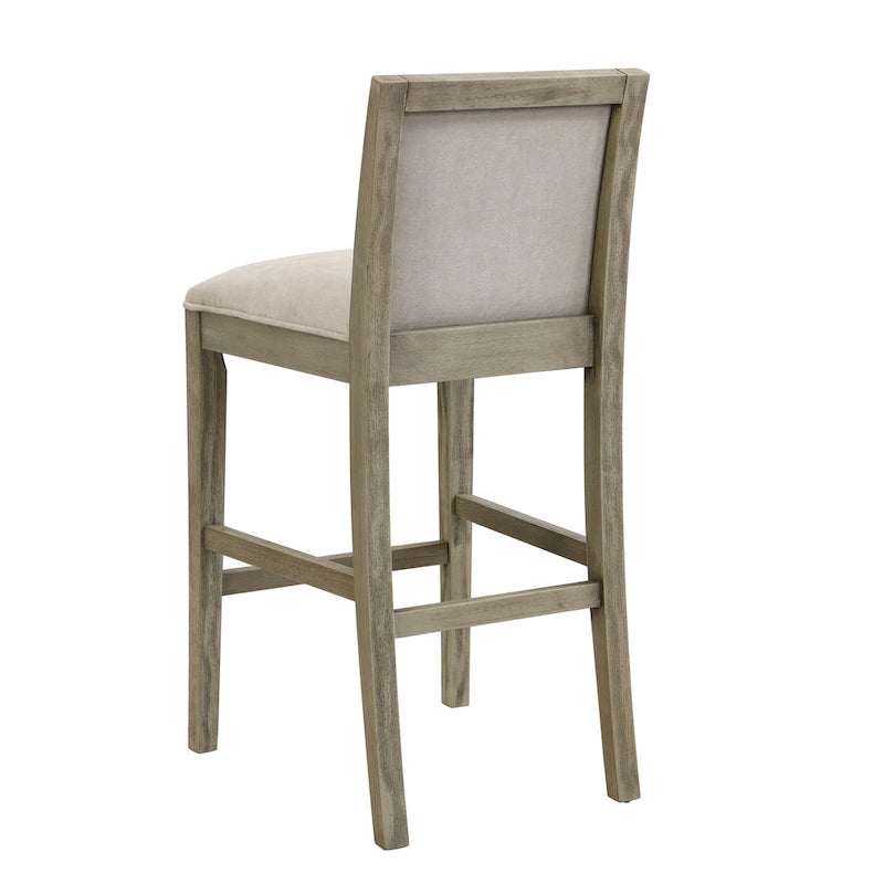 Set di 2 sgabelli da bar imbottiti, altezza bar 77,5 cm, cuscino in tessuto, struttura in legno, stile retrò