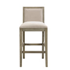 Set di 2 sgabelli da bar imbottiti, altezza bar 77,5 cm, cuscino in tessuto, struttura in legno, stile retrò