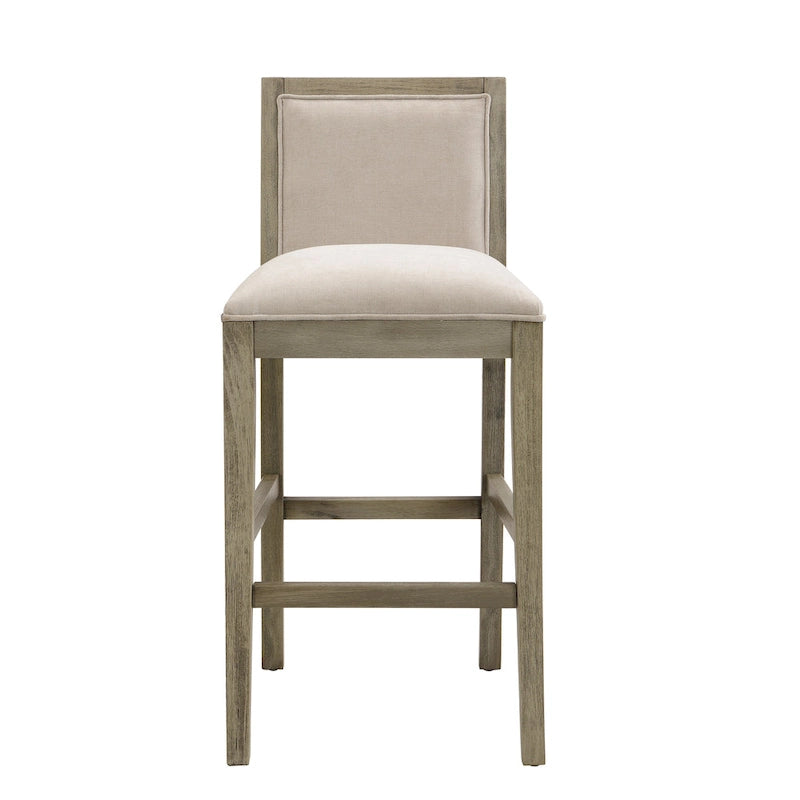 Set di 2 sgabelli da bar imbottiti, altezza bar 77,5 cm, cuscino in tessuto, struttura in legno, stile retrò