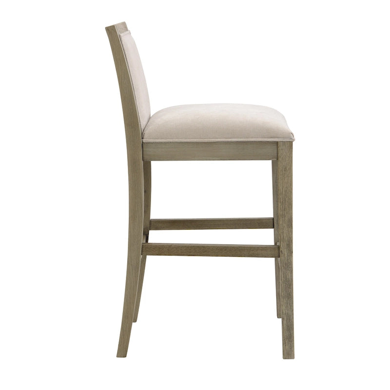 Set di 2 sgabelli da bar imbottiti, altezza bar 77,5 cm, cuscino in tessuto, struttura in legno, stile retrò