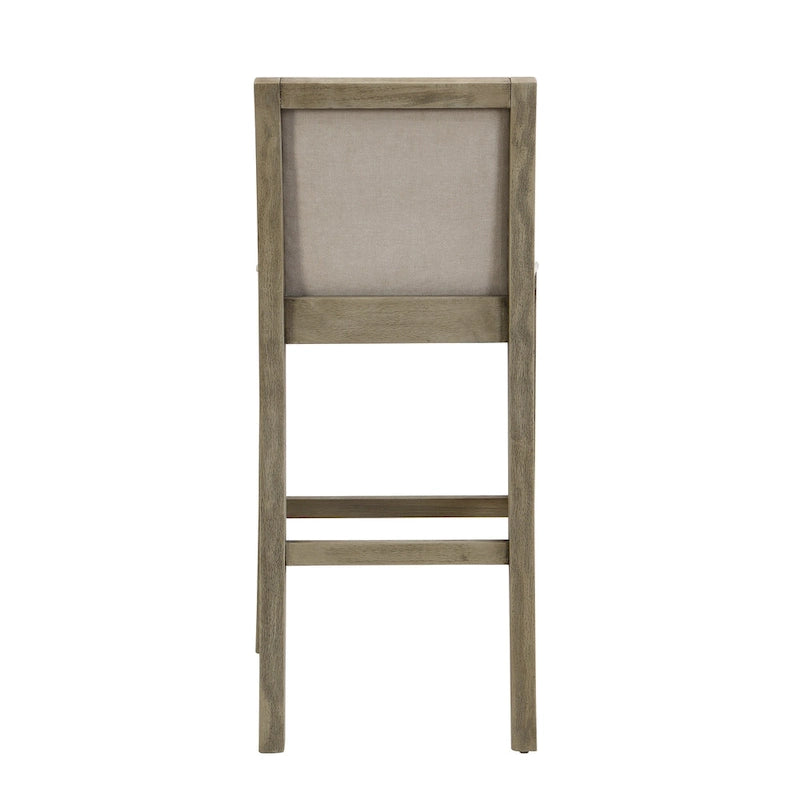 Set di 2 sgabelli da bar imbottiti, altezza bar 77,5 cm, cuscino in tessuto, struttura in legno, stile retrò