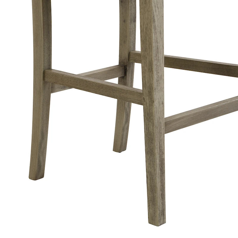 Set di 2 sgabelli da bar imbottiti, altezza bar 77,5 cm, cuscino in tessuto, struttura in legno, stile retrò