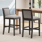 Set di 2 sgabelli da bar imbottiti, altezza bar 77,5 cm, cuscino in tessuto, struttura in legno, stile retrò