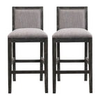 Set di 2 sgabelli da bar imbottiti, altezza bar 77,5 cm, cuscino in tessuto, struttura in legno, stile retrò