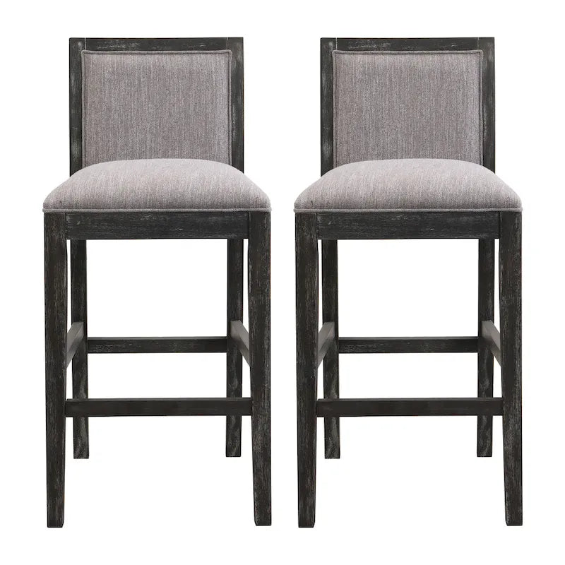 Set di 2 sgabelli da bar imbottiti, altezza bar 77,5 cm, cuscino in tessuto, struttura in legno, stile retrò