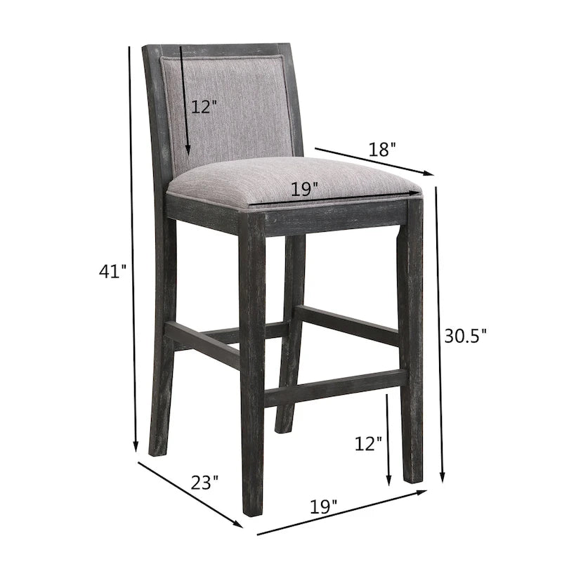 Set di 2 sgabelli da bar imbottiti, altezza bar 77,5 cm, cuscino in tessuto, struttura in legno, stile retrò