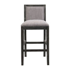 Set di 2 sgabelli da bar imbottiti, altezza bar 77,5 cm, cuscino in tessuto, struttura in legno, stile retrò