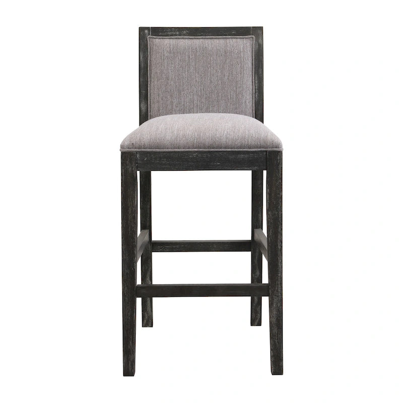 Set di 2 sgabelli da bar imbottiti, altezza bar 77,5 cm, cuscino in tessuto, struttura in legno, stile retrò