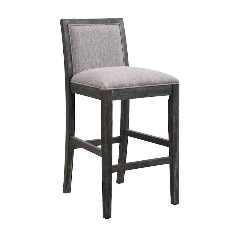 Set di 2 sgabelli da bar imbottiti, altezza bar 77,5 cm, cuscino in tessuto, struttura in legno, stile retrò