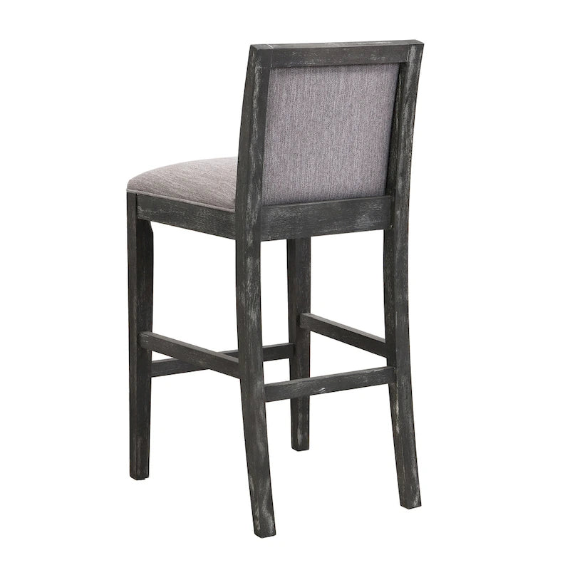 Set di 2 sgabelli da bar imbottiti, altezza bar 77,5 cm, cuscino in tessuto, struttura in legno, stile retrò