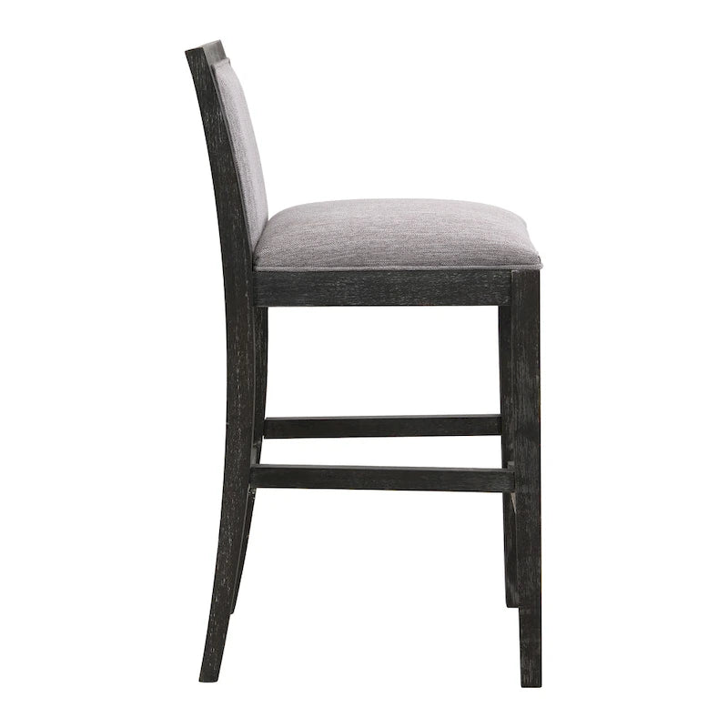 Set di 2 sgabelli da bar imbottiti, altezza bar 77,5 cm, cuscino in tessuto, struttura in legno, stile retrò