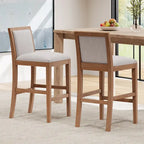 Set di 2 sgabelli da bar imbottiti, altezza bar 77,5 cm, cuscino in tessuto, struttura in legno, stile retrò